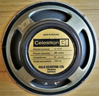 Vintage 1977 Celestion G12m 16 Ohm 55hz Speaker 25 Watt Black Back