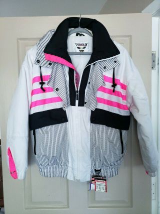 Vintage 80s 90s Retro Tyrolia By Head Neon Pink Ski Jacket Women 