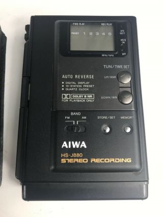 Vintage Aiwa Hs - J880 Tape Cassette Recorder Player Walkman Headphones