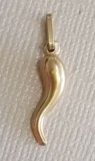 Vintage 18k (750) Solid Yellow Gold Italian Horn Pendant/charm 1 " Long.  8grams