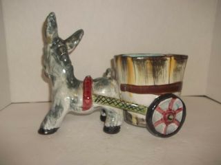 Vintage Large Italy Majolica Pottery Donkey Cart Planter 7/3530 10 