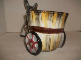 Vintage Large Italy Majolica Pottery Donkey Cart Planter 7/3530 10 