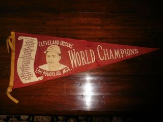 Vintage 1948 Cleveland Indians World Series Roster Pennant Managers & Photos