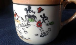 vintage antique 1930 ' s Disney mickey mouse luster ware cup and plate 2