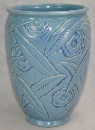 Vintage Weller Pottery Paragon Blue Art Deco Vase