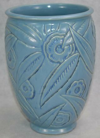 Vintage Weller Pottery Paragon Blue Art Deco Vase 3