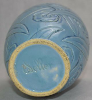 Vintage Weller Pottery Paragon Blue Art Deco Vase 6