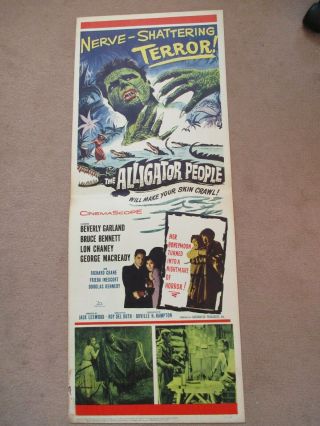 Vintage 1959 13x36 Insert Poster The Alligator People Universal Monsters Chaney