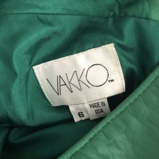 VAKKO Vintage Green Leather Dress Sz 6 3