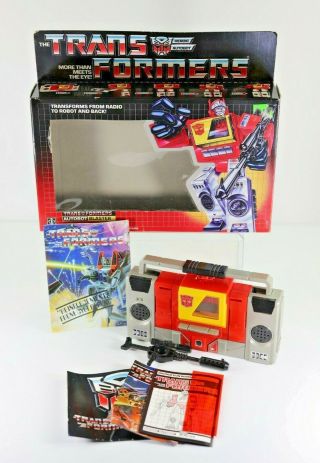 Vintage Hasbro 1984 Transformers G1 Blaster Complete With Box