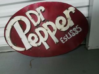 Vintage Dr Pepper Sign Old Neon Gone Metal