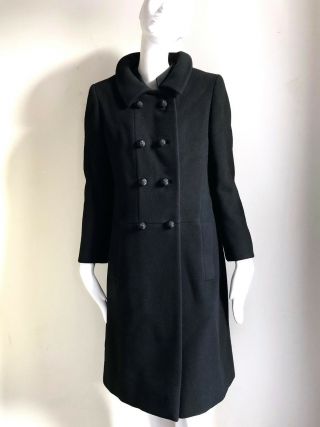 Vintage 1960s Black Wool 60s Vtg Winter Coat S Xs 2 4 Ben Zuckerman Nan Duskin