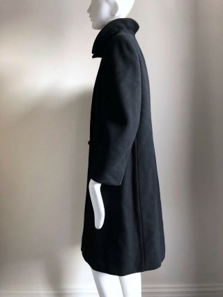 Vintage 1960s Black Wool 60s Vtg Winter Coat S XS 2 4 Ben Zuckerman Nan Duskin 2