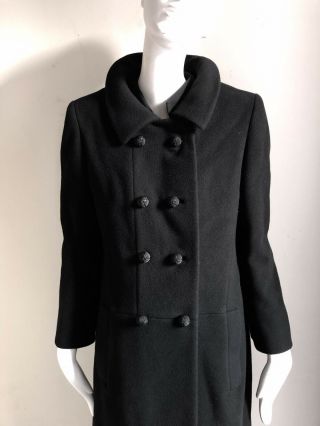 Vintage 1960s Black Wool 60s Vtg Winter Coat S XS 2 4 Ben Zuckerman Nan Duskin 3