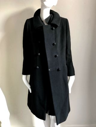Vintage 1960s Black Wool 60s Vtg Winter Coat S XS 2 4 Ben Zuckerman Nan Duskin 4