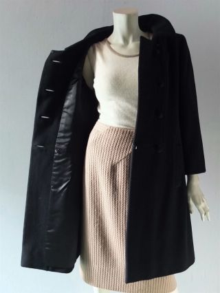 Vintage 1960s Black Wool 60s Vtg Winter Coat S XS 2 4 Ben Zuckerman Nan Duskin 6