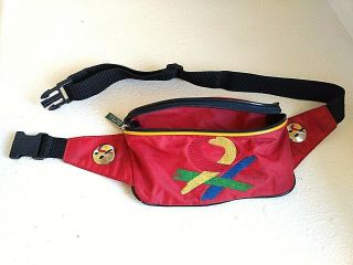 United Colors of Benetton Red Vintage 80s 90s Fanny Pack Bum Bag Waist Belt RAD 2