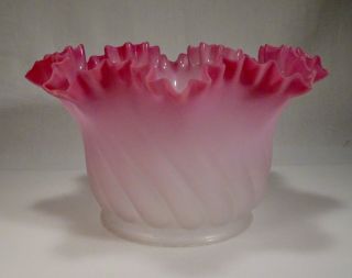 Vintage Pink Edge Frosted Swirl Glass Lamp Shade 5 " Fitter - 56704