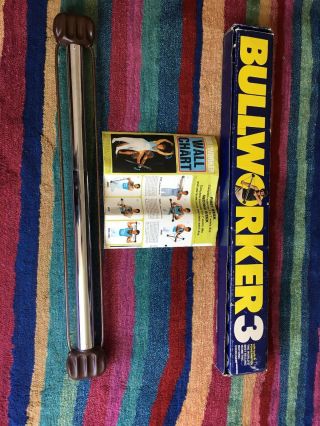 Vtg Bullworker 3 Workout Bar Isometric Power Gym Exercise Fitness W/ Wall Chart