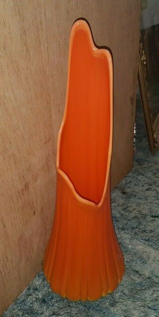 Bittersweet Vintage L.  E.  Smith Viking Glass 22 " Orange Slag Swung Floor Vase