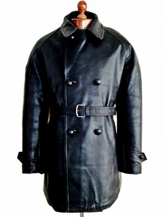 Vtg 30s/40s Ww2 Horsehide German Luftwaffe Officers Leather Trench Jacket Coat
