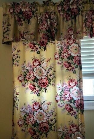 Vintage Ralph Lauren Brooke Sophie Floral 42 X 88 Window Drape Curtain Panel