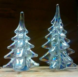 Vintage Heavy Iridescent Crystal Christmas Trees