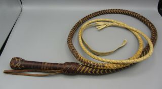 Vintage Bullwhip Whip - Plaited Cow Leather / Approx 8ft Long - Quality