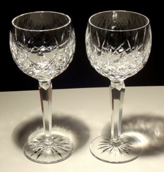 2 Vintage Waterford Crystal Lismore Wine Hock Glasses 7 3/8 " Ireland
