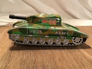 Vintage Harusame Tin Toy Tank M - 35 Army 1960s