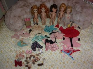 5 Vintage Vogue Ginny Dolls,  Tagged Outfits & Accessories Tlc