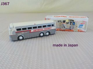 Vintage Continenal Trailways Silver Eagle Bus Tin Friction Toy Japan Charmy Box