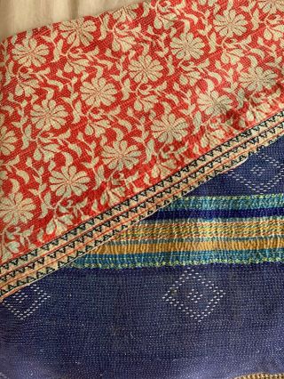Gorgeous Royal Blue Vintage Kantha Quilt
