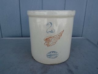 Vintage Red Wing Large Wing 2 Gallon Crock Stoneware Pottery