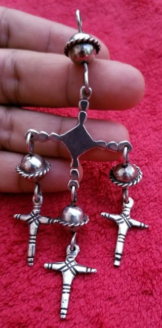 Vtg early Taxco Mexican Sterling silver 925 yalalag crosses pendant eagle mark 3 3
