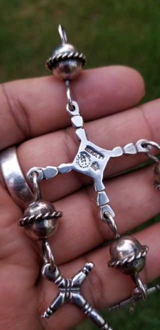 Vtg early Taxco Mexican Sterling silver 925 yalalag crosses pendant eagle mark 3 4