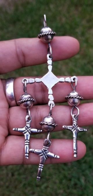 Vtg early Taxco Mexican Sterling silver 925 yalalag crosses pendant eagle mark 3 6