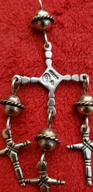 Vtg early Taxco Mexican Sterling silver 925 yalalag crosses pendant eagle mark 3 8