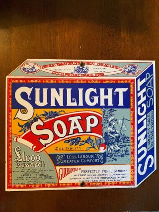 Vintage Heavy Porcelain Sign Sunlight Soap 12oz Tablets 10 " By 8 1/2 "