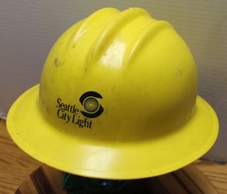 Vintage Bullard 303 Hard Boiled Seattle City Light Utilities Hard Hat Yellow Vgc