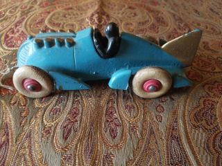 Vintage Hubley Blue Racer Cast Iron Coup With Tail Fin 1877j 7 " Inches Long