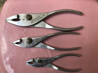 Vintage Snap - On No.  44,  45,  46 Slip Joint Pliers With Vacuum Grip - 1960s?