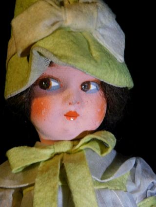 Antique 11 " Cloth Body & Paper Mache Head " My Playmate Doll " Made In Germany Vg