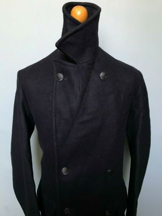 Vintage 1960 ' s navy blue wool peacoat overcoat GPO post office size 42 44 2
