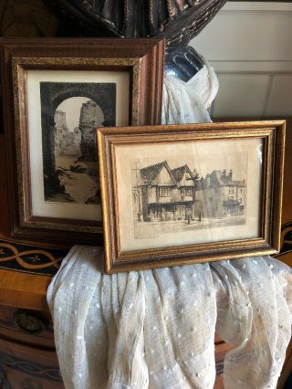 2 Awesome Antique Vintage Charles Dickens Etchings Signed In Pencil Framed
