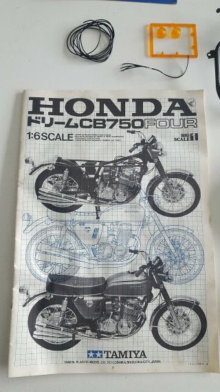 Vintage Honda Cb750 Four Tamiya 1/6 Plastic Model Kit (parts)