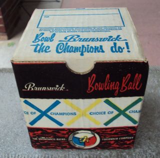 Nos Vintage Brunswick Duckpin 5 " Mineralite Bowling Ball & Box Green Ivory Swirl