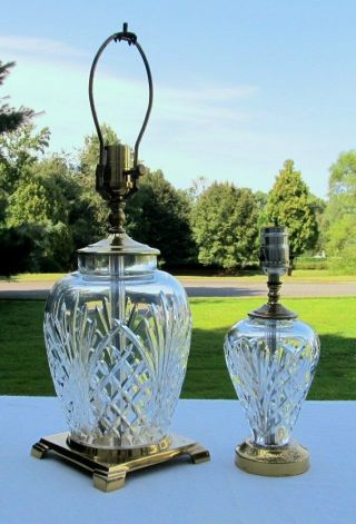 Pair Vintage Waterford Crystal Glass Lamp 2 Sizes One Has Night Light Feature