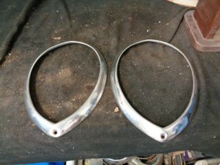 Vintage 1937 - 1939 Ford Headlight Trim Rings,  Stainless,  Take Off