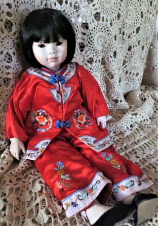 Oriental Doll Porcelain Pauline Bjonness - Jacobsen 20 " Asian Vtg Signed 71/950